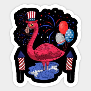 Tropical Bird USA Patriotic American Flamingo Animal 4th Of July Sticker